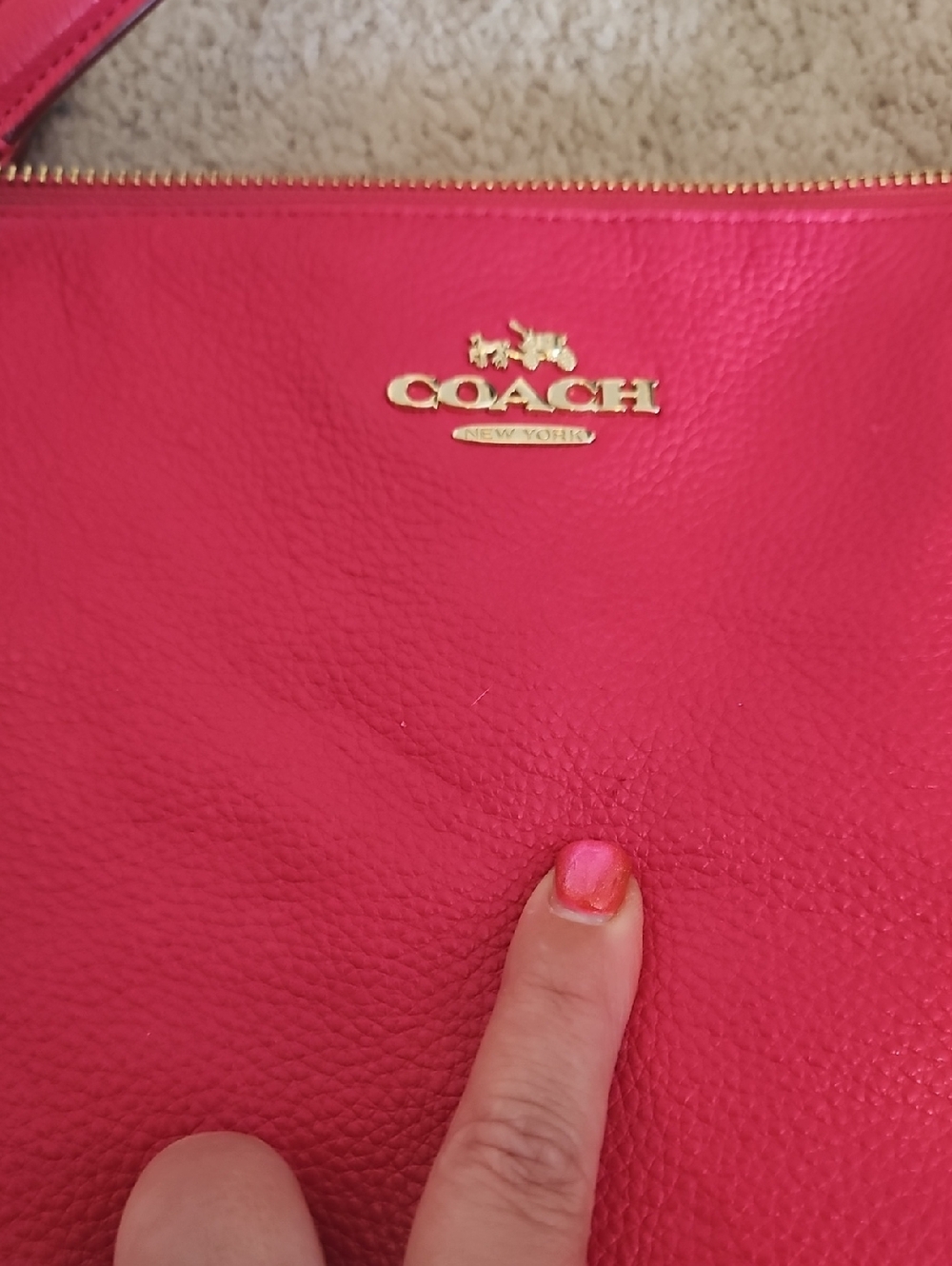 EUC Coach Ava Pink Pebble Leather Tote Bag - Signature Gold Logo - Picture 4 of 14